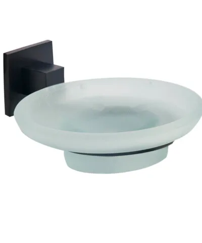 Portajabonera de vidrio - Qubic Negro Mate
