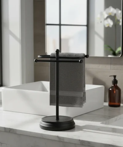 Toallero de Mesada Doble Negro Mate