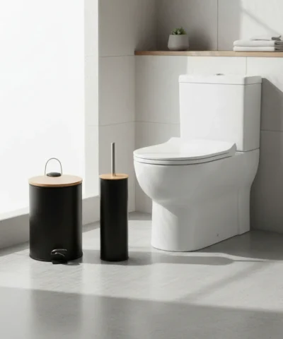 Combo Escobilla de Baño y Cesto 3 Lts Lisa Negro Nordico
