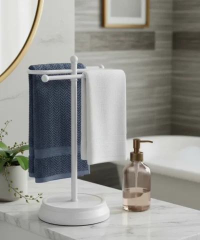 Toallero de Mesada Doble Blanco Mate