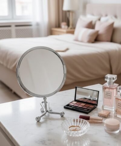 Espejo de Mesada y Mano Mango Plegable Cromado