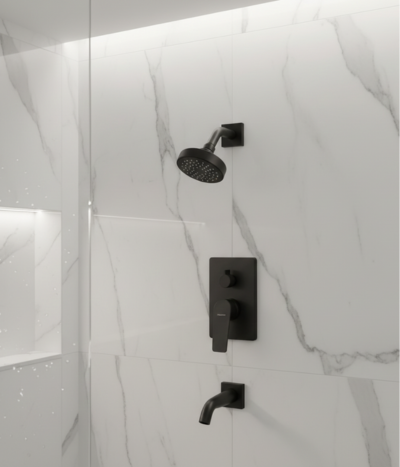 Griferia Baño Ducha de Embutir Monocomando Linea Rio Negro Mate