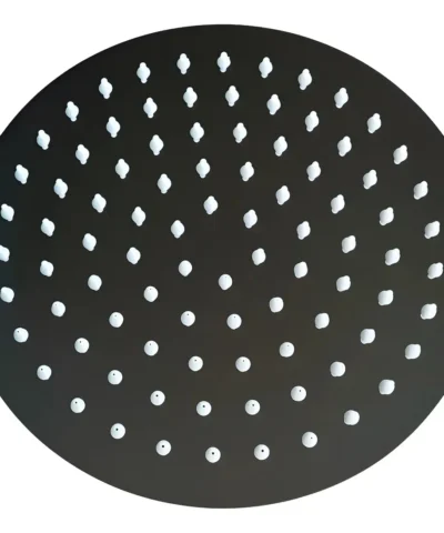 Griferia Flor De Ducha Redonda Acero Inoxidable 20cm Conector U Negro Mate