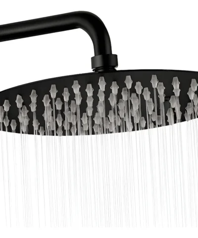 Griferia Kit Flor y Brazo De Ducha Redonda Acero Inoxidable 20cm Negro MAte