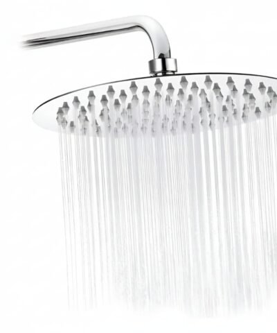 Griferia Kit Flor y Brazo De Ducha Redonda Acero Inoxidable 20cm Conector U Plateado Cromado