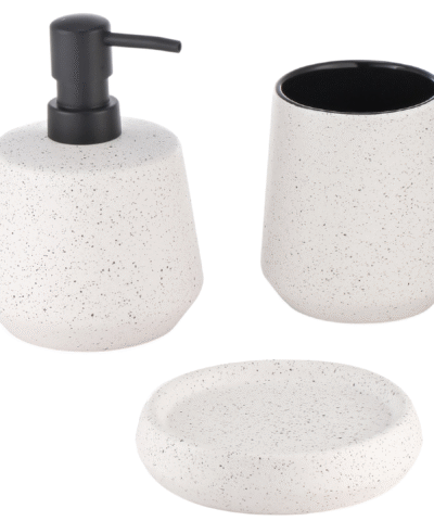 Set 3 Piezas Baño Cerámica Dispenser Vaso Jabonera Blanco