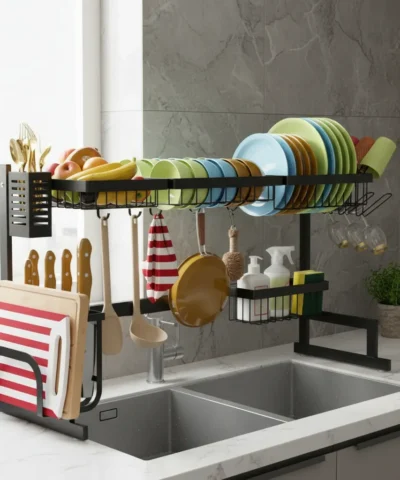 Escurre Secaplatos Bacha Organizador 85cm Acero Inox 2 Pisos