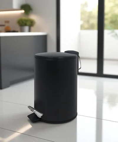 Cesto Tacho Basura Baño Negro Mate 12 Lts Cierre Suave