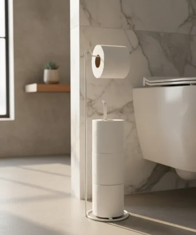 Porta Rollo De Pie Con Reserva Blanco Mate Diseño Moderno