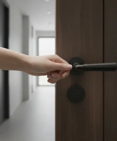 Manija Picaporte Doble Balancin Gajo Clasica Negro Mate