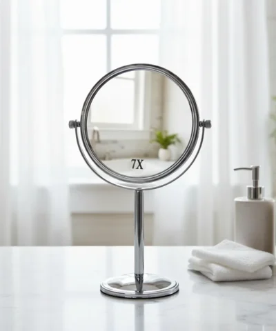 Espejo De Mesada Doble Faz Aumento 7x Cromado Premium 30cm