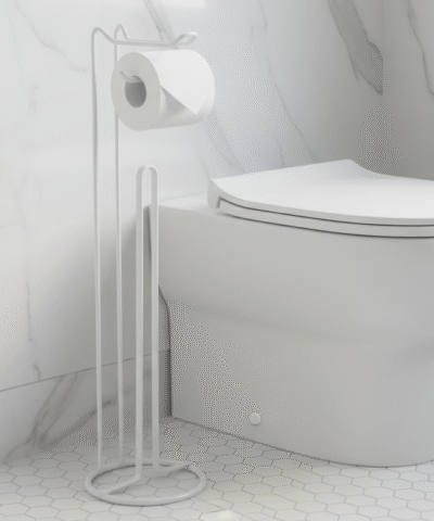 Porta Rollo De Pie Con Reserva Blanco Mate Diseño Moderno