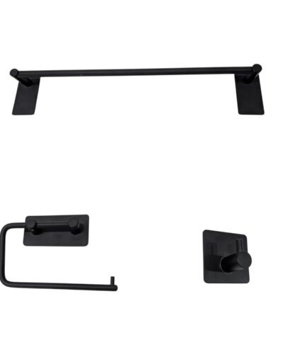 Set 3 Piezas Accesorios Baño Linea adhesiva 3M Negro Mate