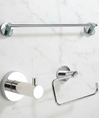 Set Kit Accesorios Baño 3 Piezas Bronce Basic Cromo Brillo