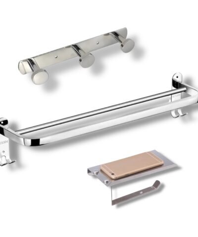 Set 3 Piezas Accesorios Baño Acero Inoxidable Sus304 Plateado