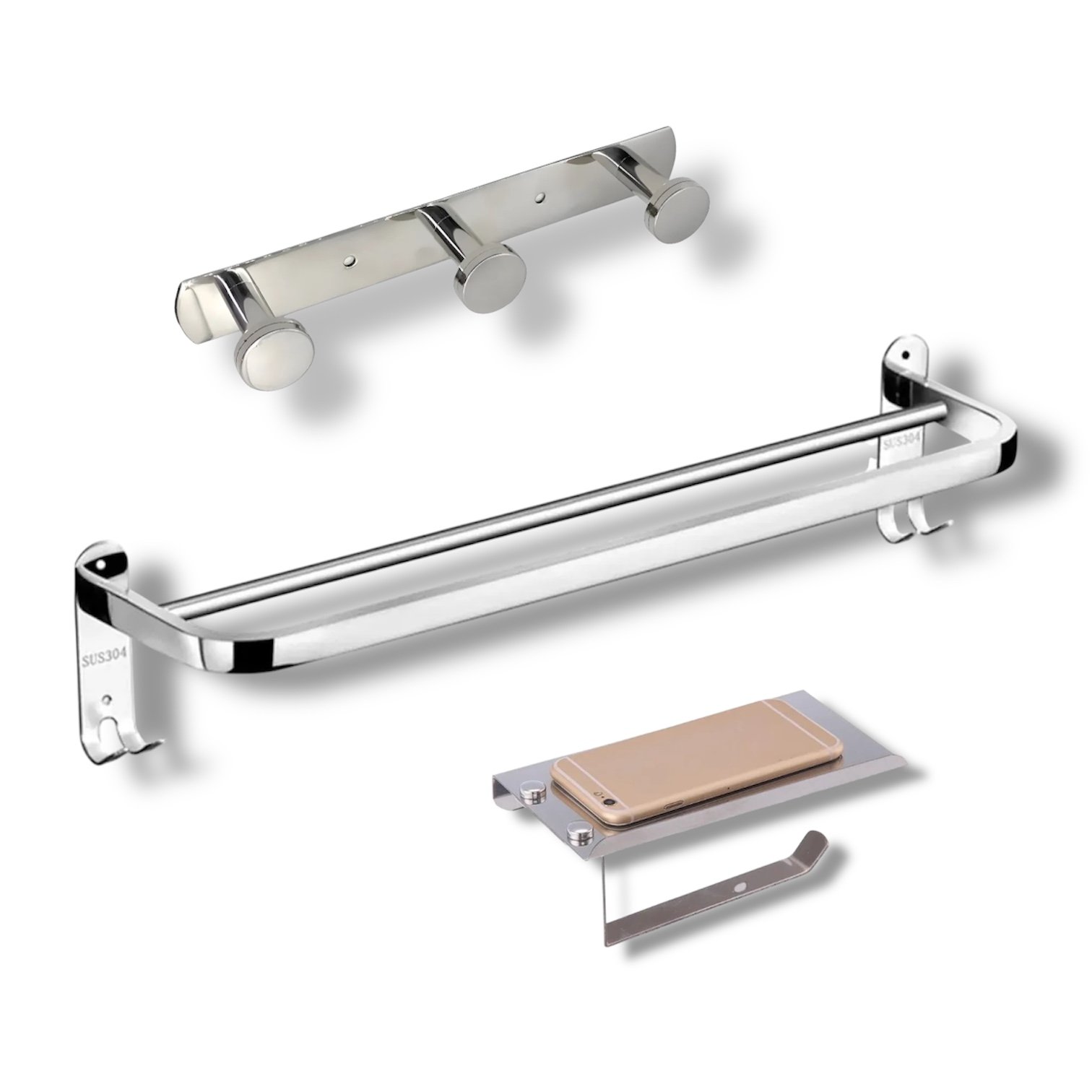 set 3 accesorios acero inox